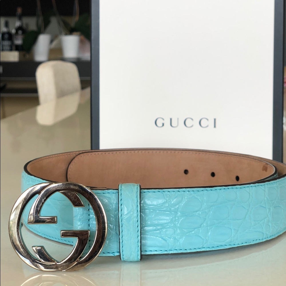 Gucci Crocodile Belt - Light Blue